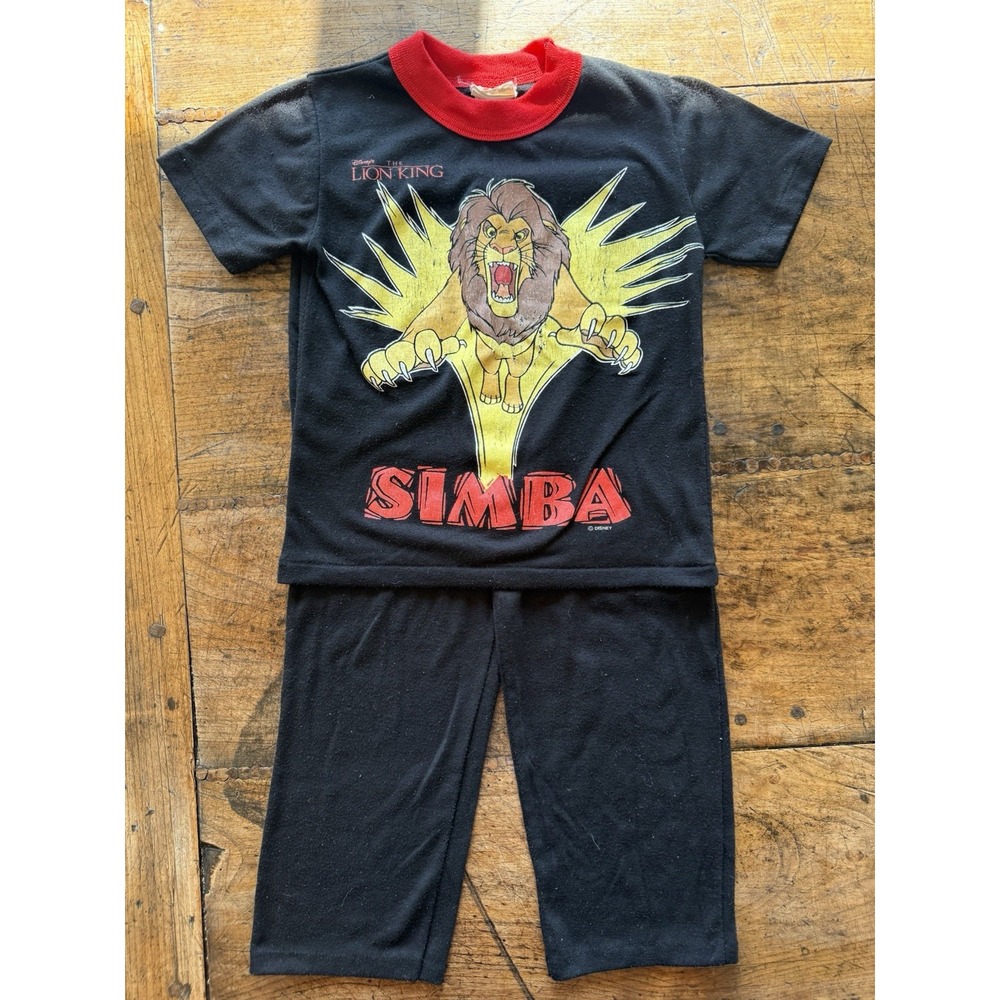Vintage 1992 Disney Lion King Simba Mufasa 2pc Lounge Set Short Sleeve 4-5